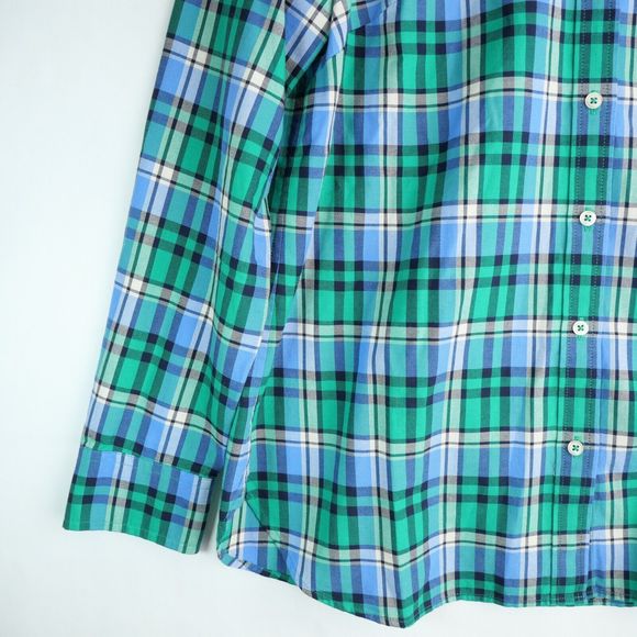 Talbots Button Down Shirt Blue Plaid Cotton Long Sleeve Casual Basic Size Small - Picture 3 of 11